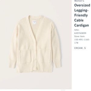 Abercrombie Oversized Beige Legging Cardigan size small